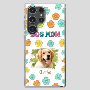 Dog Mom Phone Case – Custom Pet Name & Photo | Sweet Floral Design - 89Prints