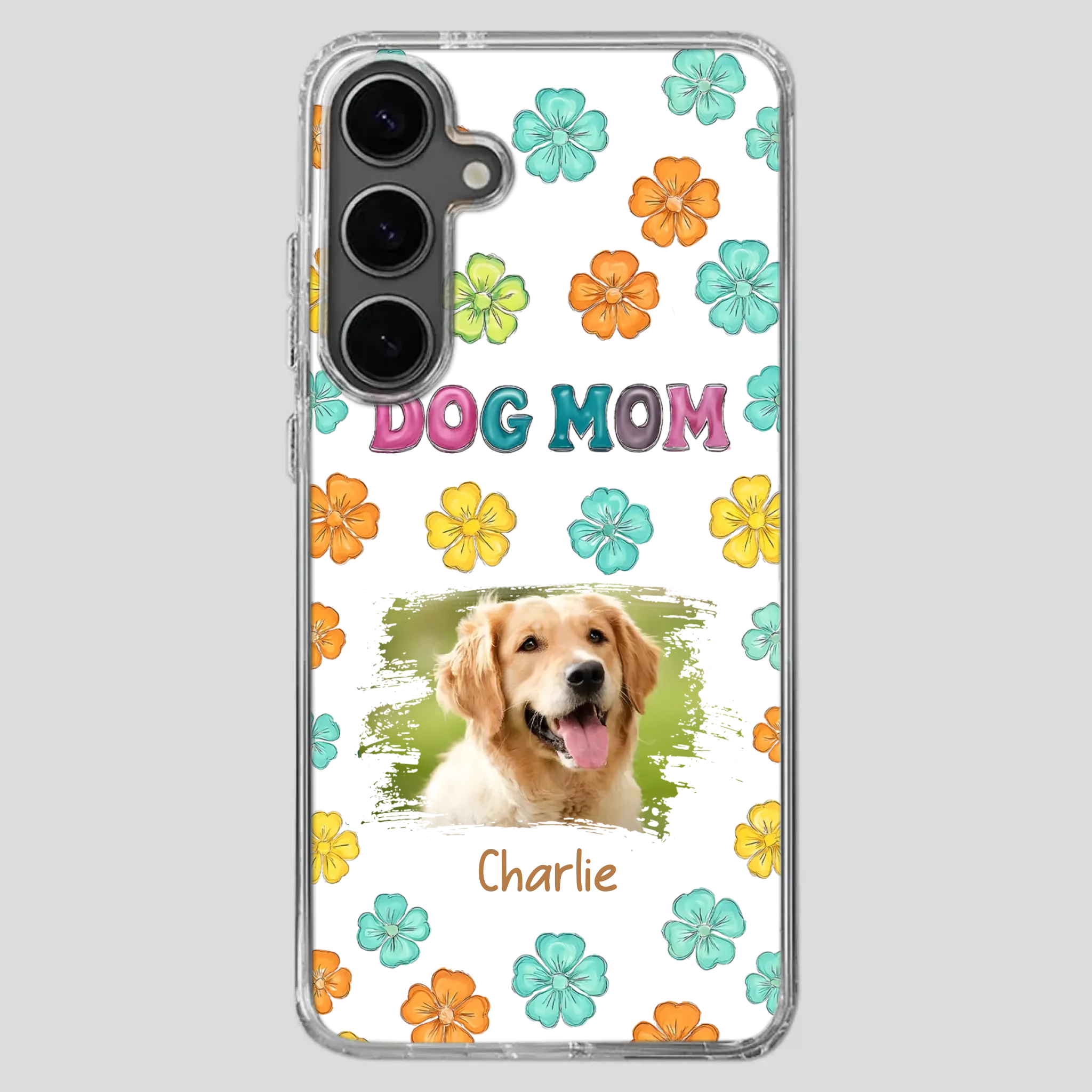 Dog Mom Phone Case – Custom Pet Name & Photo | Sweet Floral Design - 89Prints