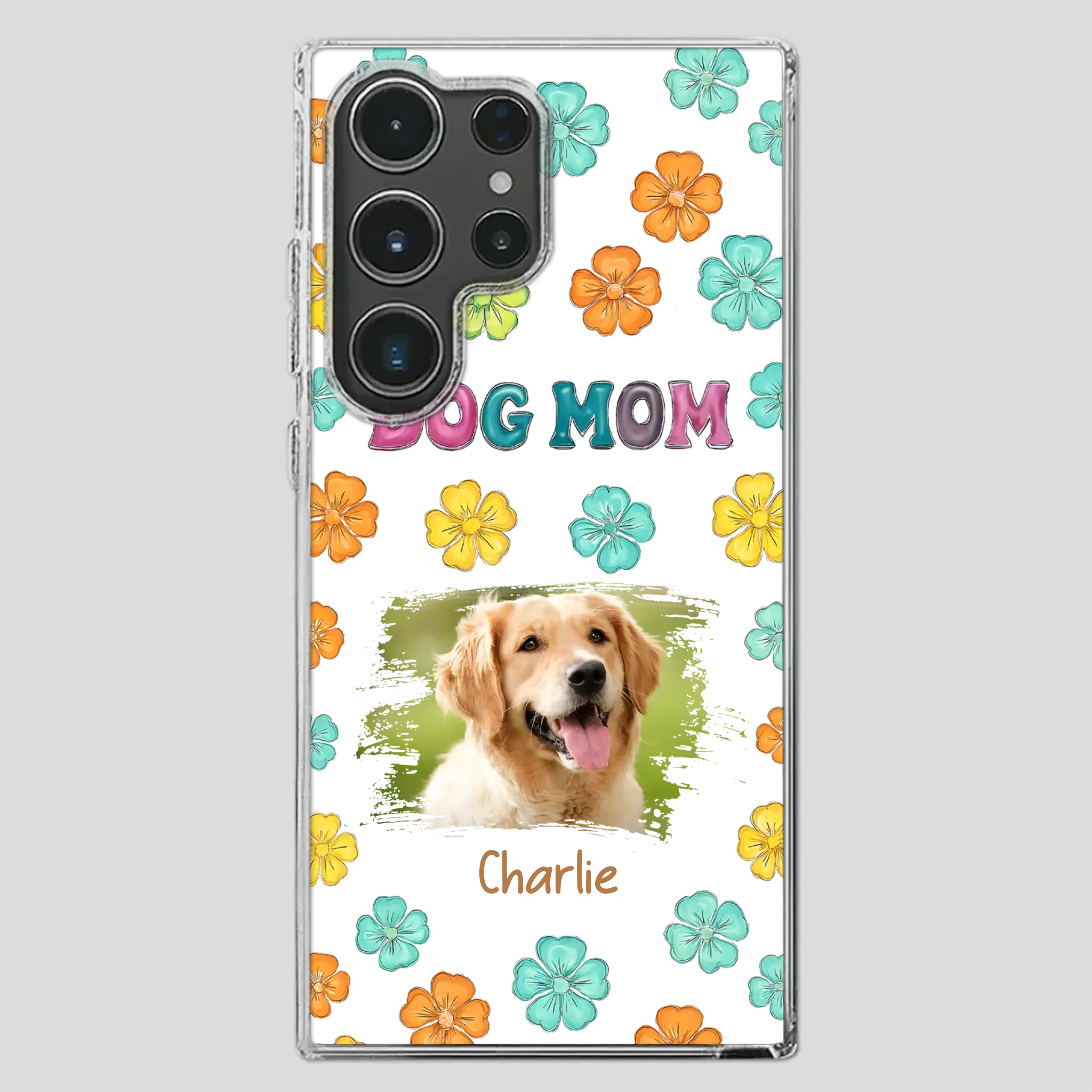 Dog Mom Phone Case – Custom Pet Name & Photo | Sweet Floral Design - 89Prints