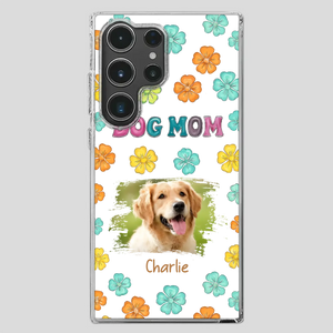 Dog Mom Phone Case – Custom Pet Name & Photo | Sweet Floral Design - 89Prints