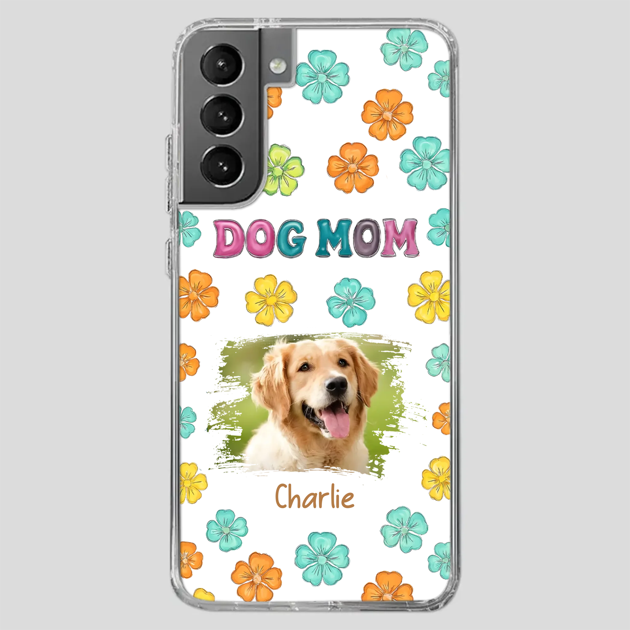 Dog Mom Phone Case – Custom Pet Name & Photo | Sweet Floral Design - 89Prints