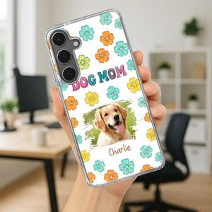 Dog Mom Phone Case – Custom Pet Name & Photo | Sweet Floral Design - 89Prints