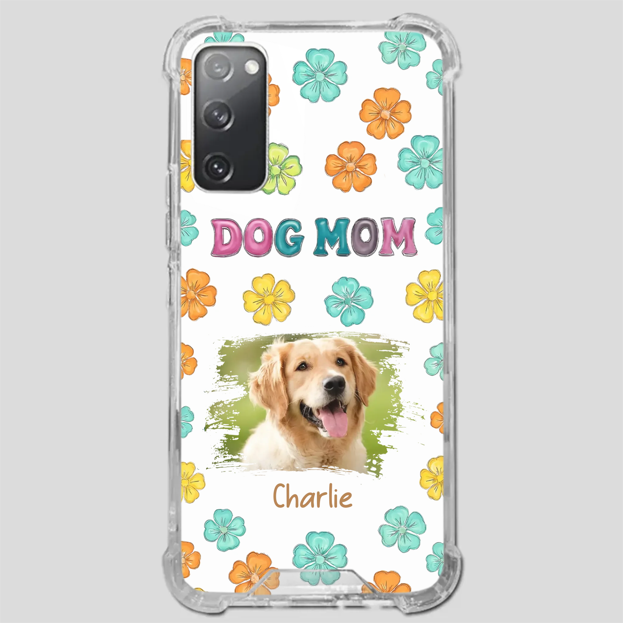 Dog Mom Phone Case – Custom Pet Name & Photo | Sweet Floral Design - 89Prints