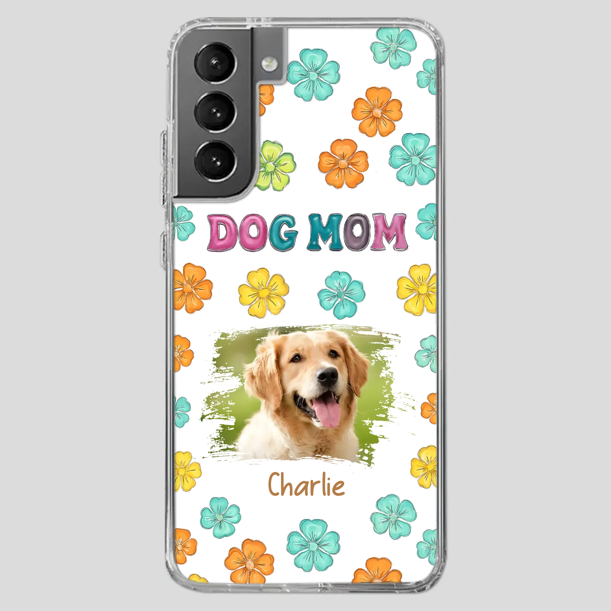 Dog Mom Phone Case – Custom Pet Name & Photo | Sweet Floral Design - 89Prints
