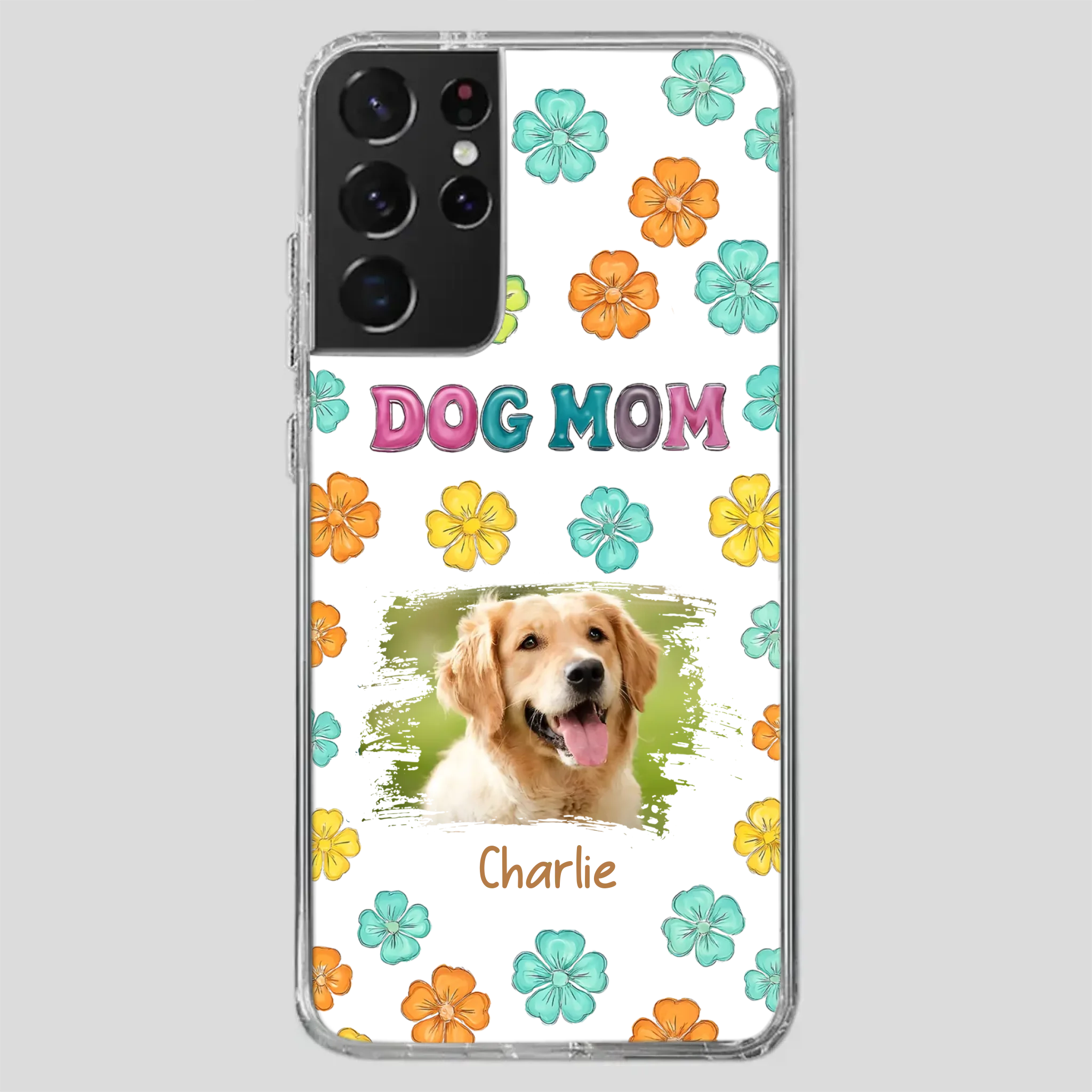 Dog Mom Phone Case – Custom Pet Name & Photo | Sweet Floral Design - 89Prints