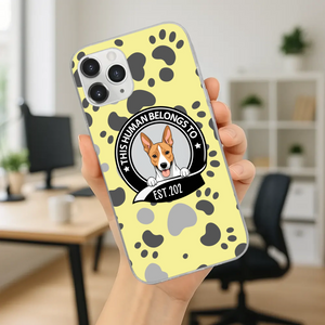 Bold “This Human Belongs To” Dog Phone Case – Custom Pet Art & Year | Statement Design - 89Prints