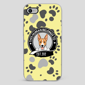 Bold “This Human Belongs To” Dog Phone Case – Custom Pet Art & Year | Statement Design - 89Prints