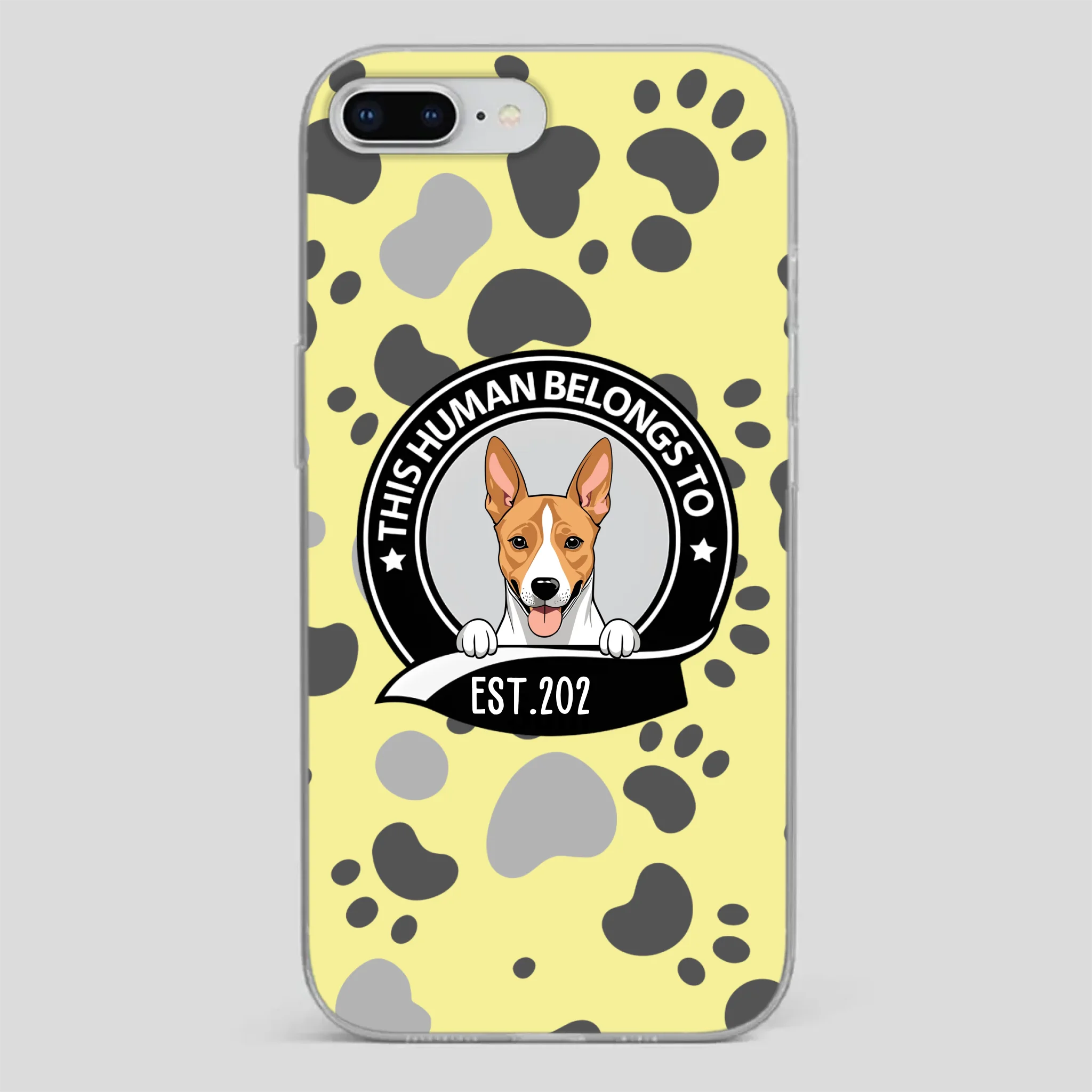 Bold “This Human Belongs To” Dog Phone Case – Custom Pet Art & Year | Statement Design - 89Prints