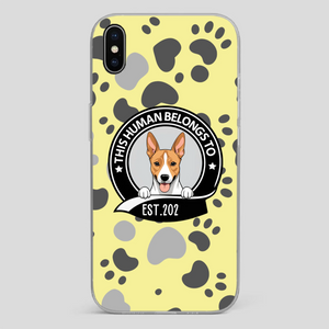 Bold “This Human Belongs To” Dog Phone Case – Custom Pet Art & Year | Statement Design - 89Prints