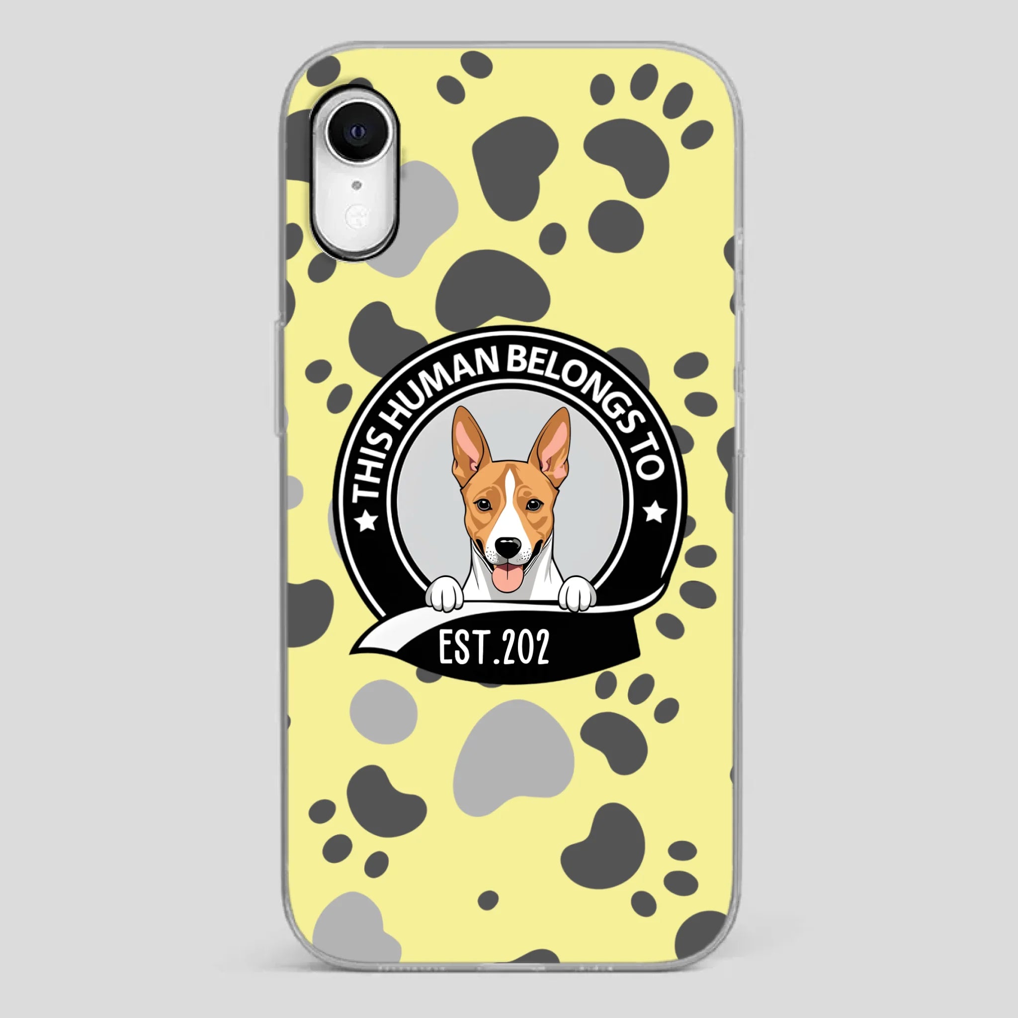 Bold “This Human Belongs To” Dog Phone Case – Custom Pet Art & Year | Statement Design - 89Prints