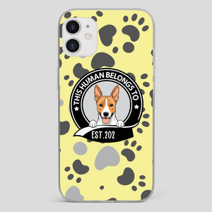 Bold “This Human Belongs To” Dog Phone Case – Custom Pet Art & Year | Statement Design - 89Prints