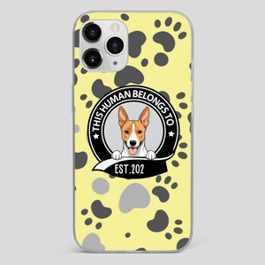 Bold “This Human Belongs To” Dog Phone Case – Custom Pet Art & Year | Statement Design - 89Prints