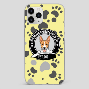 Bold “This Human Belongs To” Dog Phone Case – Custom Pet Art & Year | Statement Design - 89Prints