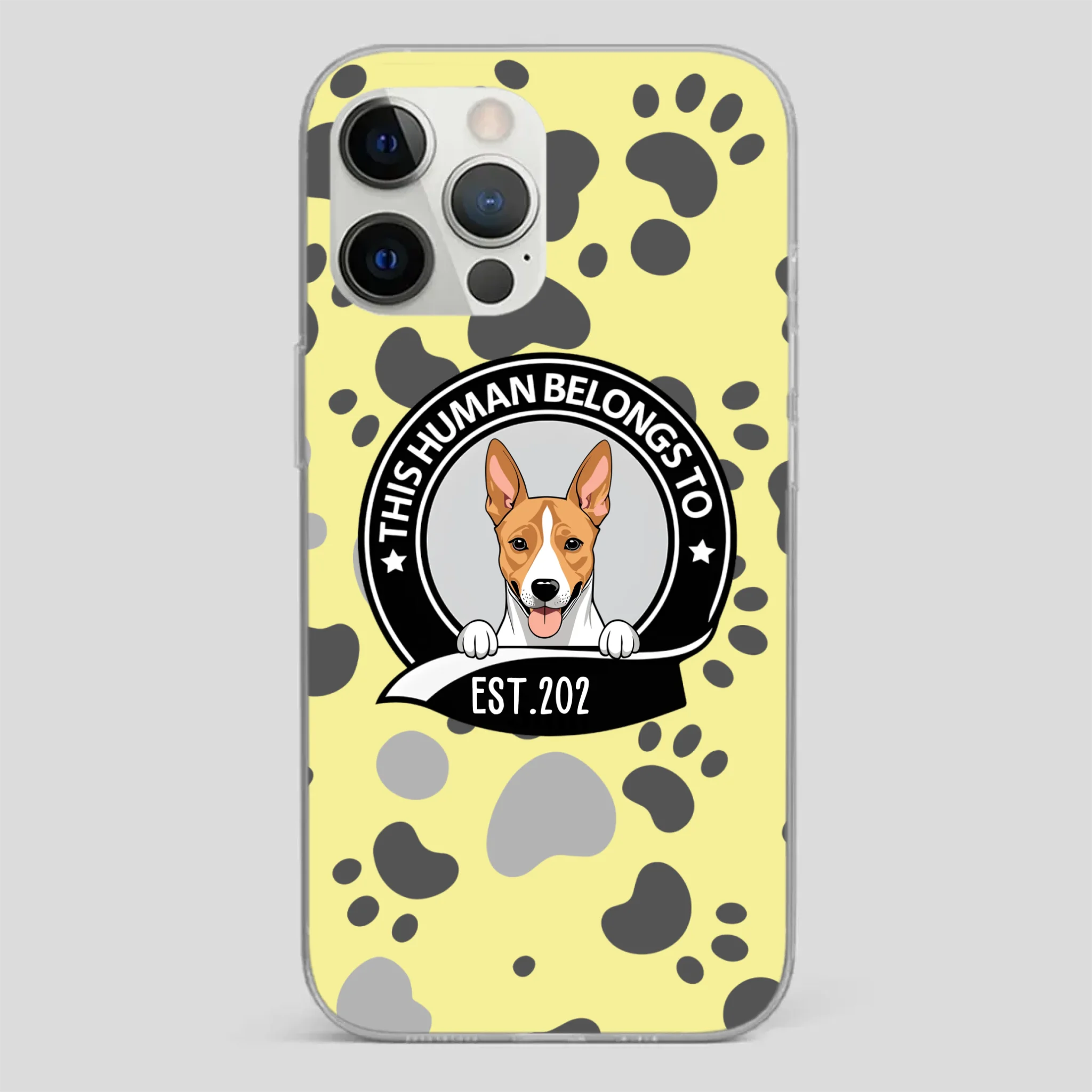 Bold “This Human Belongs To” Dog Phone Case – Custom Pet Art & Year | Statement Design - 89Prints
