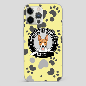 Bold “This Human Belongs To” Dog Phone Case – Custom Pet Art & Year | Statement Design - 89Prints