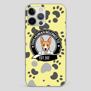 Bold “This Human Belongs To” Dog Phone Case – Custom Pet Art & Year | Statement Design - 89Prints