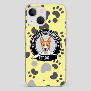 Bold “This Human Belongs To” Dog Phone Case – Custom Pet Art & Year | Statement Design - 89Prints