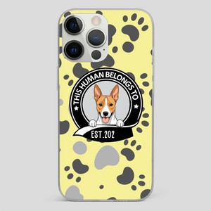 Bold “This Human Belongs To” Dog Phone Case – Custom Pet Art & Year | Statement Design - 89Prints