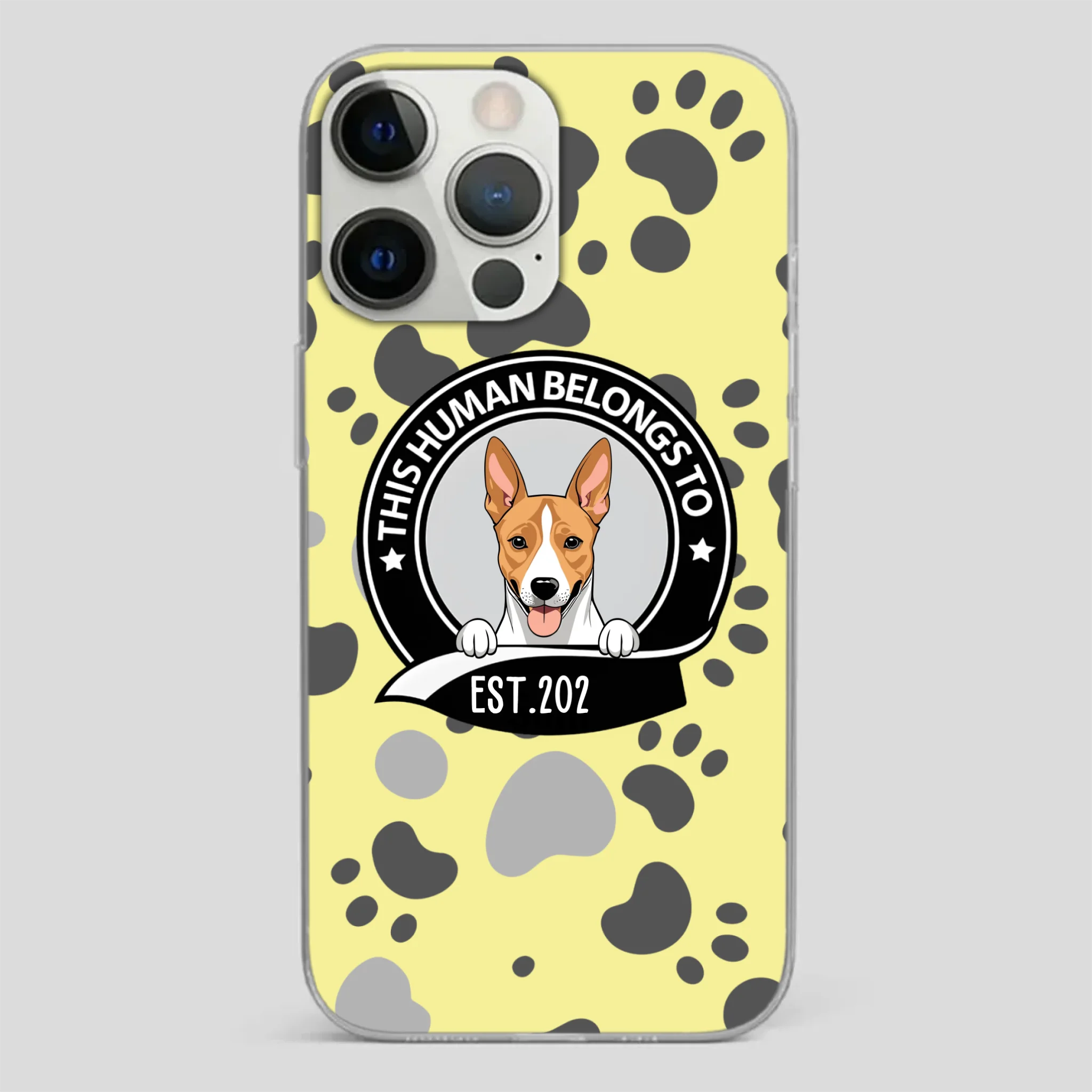 Bold “This Human Belongs To” Dog Phone Case – Custom Pet Art & Year | Statement Design - 89Prints