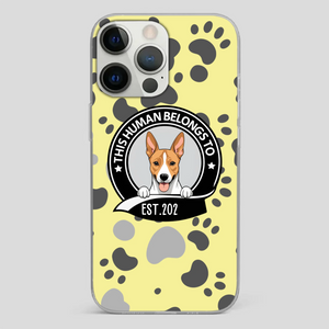 Bold “This Human Belongs To” Dog Phone Case – Custom Pet Art & Year | Statement Design - 89Prints