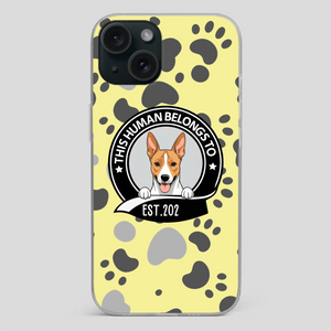 Bold “This Human Belongs To” Dog Phone Case – Custom Pet Art & Year | Statement Design - 89Prints