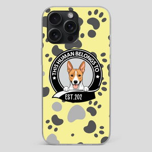 Bold “This Human Belongs To” Dog Phone Case – Custom Pet Art & Year | Statement Design - 89Prints