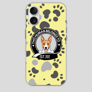Bold “This Human Belongs To” Dog Phone Case – Custom Pet Art & Year | Statement Design - 89Prints