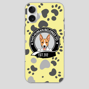 Bold “This Human Belongs To” Dog Phone Case – Custom Pet Art & Year | Statement Design - 89Prints