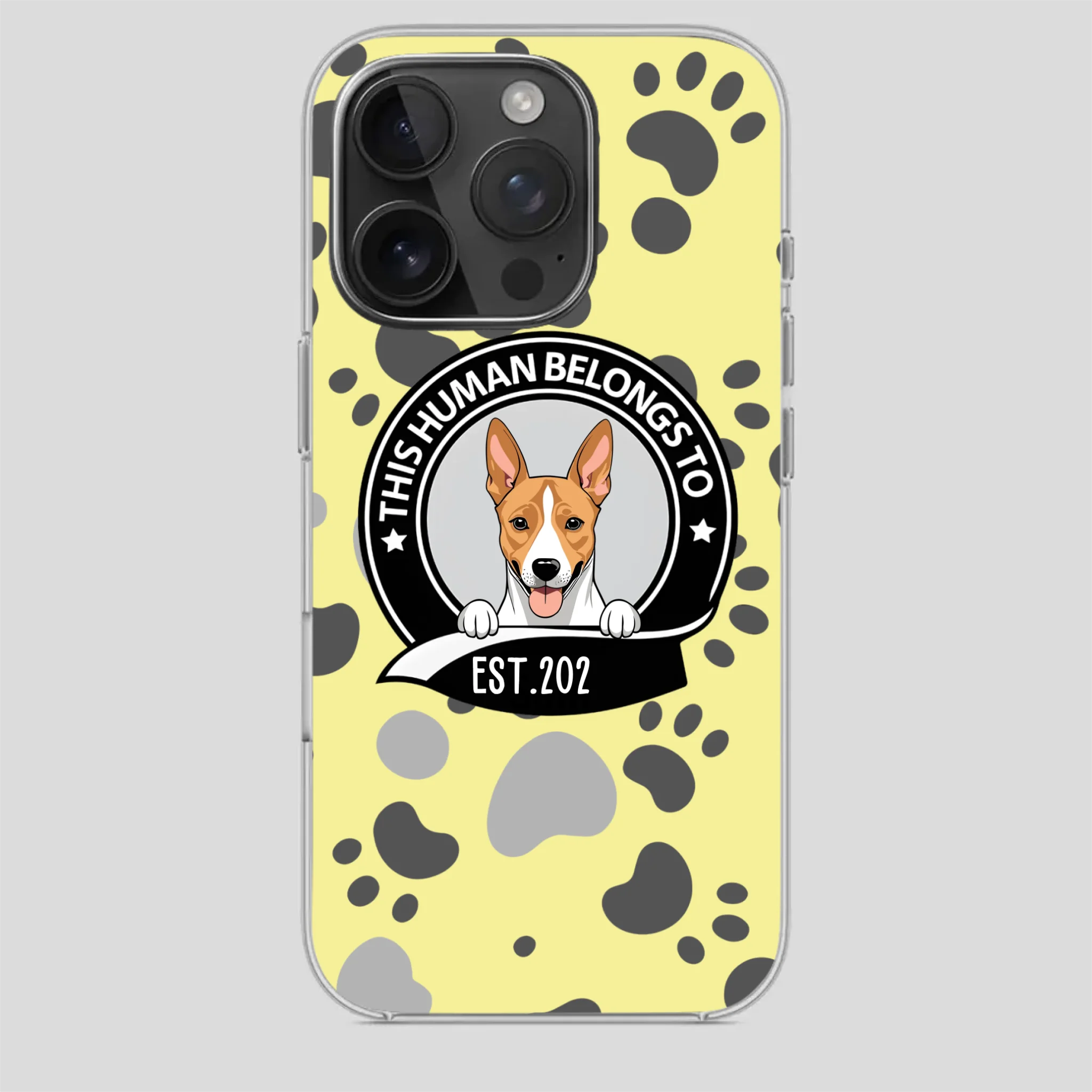 Bold “This Human Belongs To” Dog Phone Case – Custom Pet Art & Year | Statement Design - 89Prints