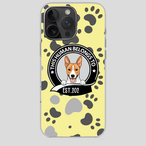 Bold “This Human Belongs To” Dog Phone Case – Custom Pet Art & Year | Statement Design - 89Prints