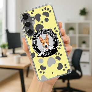 Bold “This Human Belongs To” Dog Phone Case – Custom Pet Art & Year | Statement Design - 89Prints