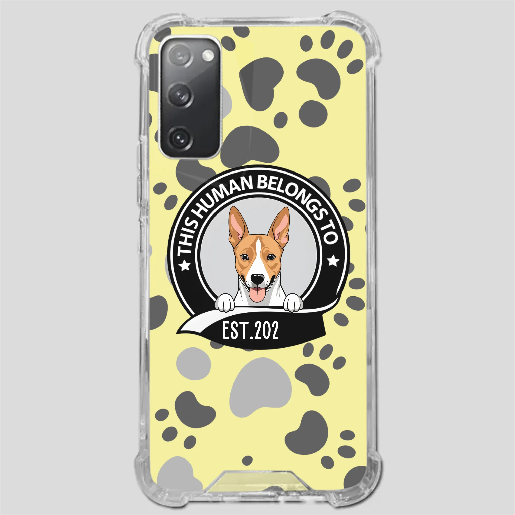 Bold “This Human Belongs To” Dog Phone Case – Custom Pet Art & Year | Statement Design - 89Prints