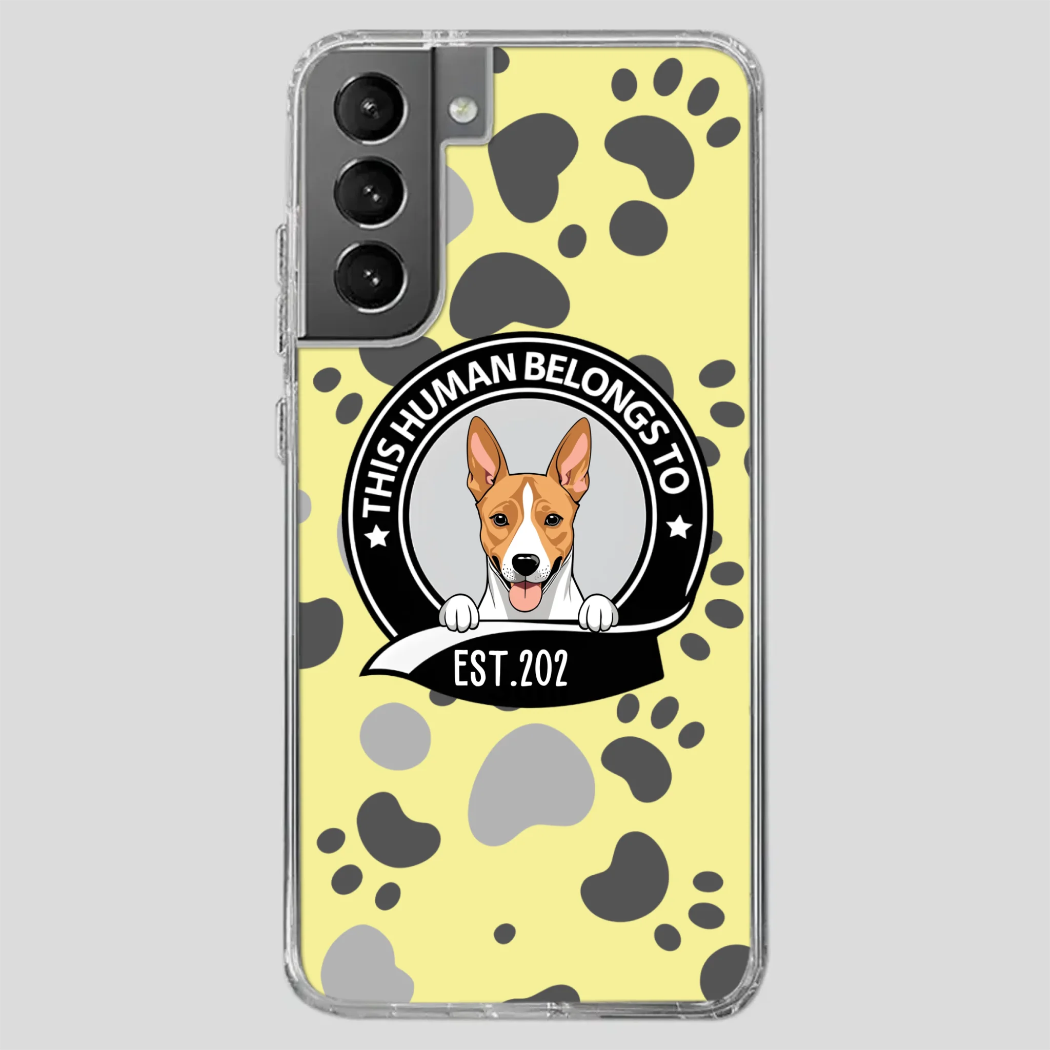 Bold “This Human Belongs To” Dog Phone Case – Custom Pet Art & Year | Statement Design - 89Prints