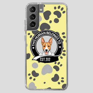 Bold “This Human Belongs To” Dog Phone Case – Custom Pet Art & Year | Statement Design - 89Prints
