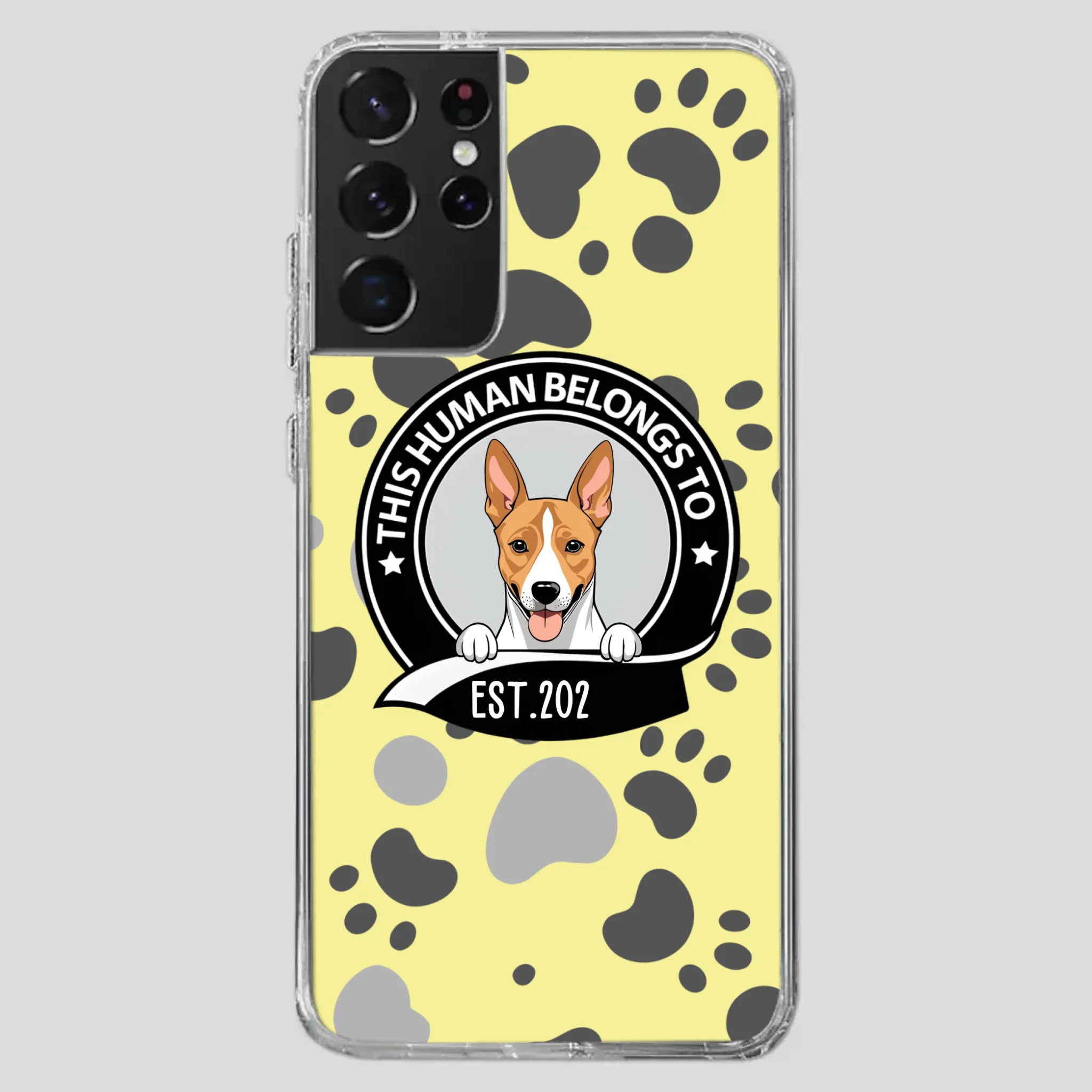 Bold “This Human Belongs To” Dog Phone Case – Custom Pet Art & Year | Statement Design - 89Prints