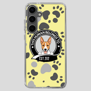 Bold “This Human Belongs To” Dog Phone Case – Custom Pet Art & Year | Statement Design - 89Prints