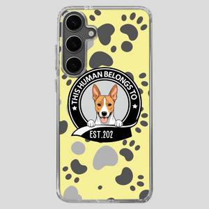 Bold “This Human Belongs To” Dog Phone Case – Custom Pet Art & Year | Statement Design - 89Prints