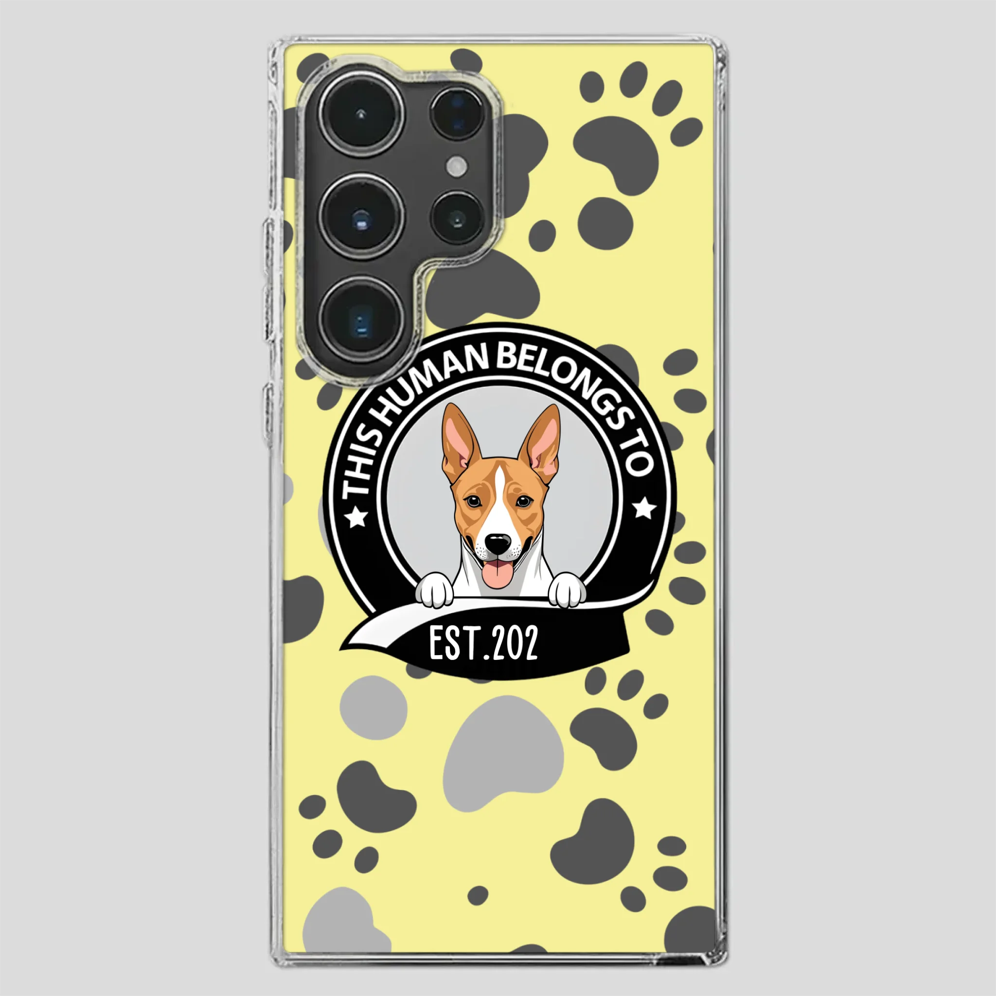Bold “This Human Belongs To” Dog Phone Case – Custom Pet Art & Year | Statement Design - 89Prints