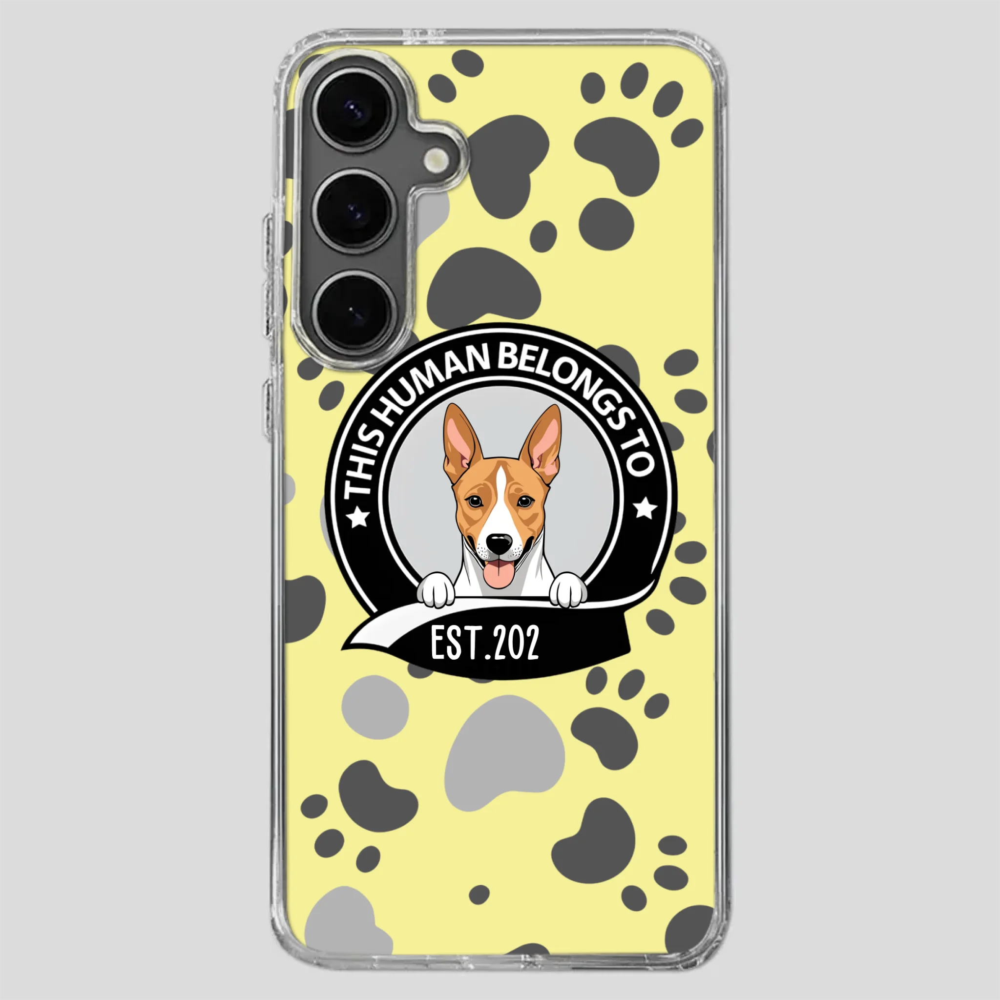 Bold “This Human Belongs To” Dog Phone Case – Custom Pet Art & Year | Statement Design - 89Prints