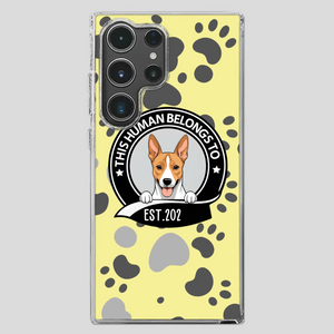 Bold “This Human Belongs To” Dog Phone Case – Custom Pet Art & Year | Statement Design - 89Prints