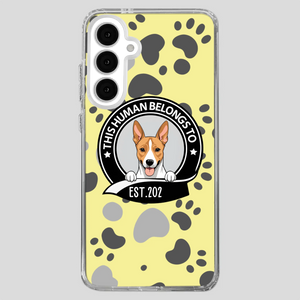 Bold “This Human Belongs To” Dog Phone Case – Custom Pet Art & Year | Statement Design - 89Prints