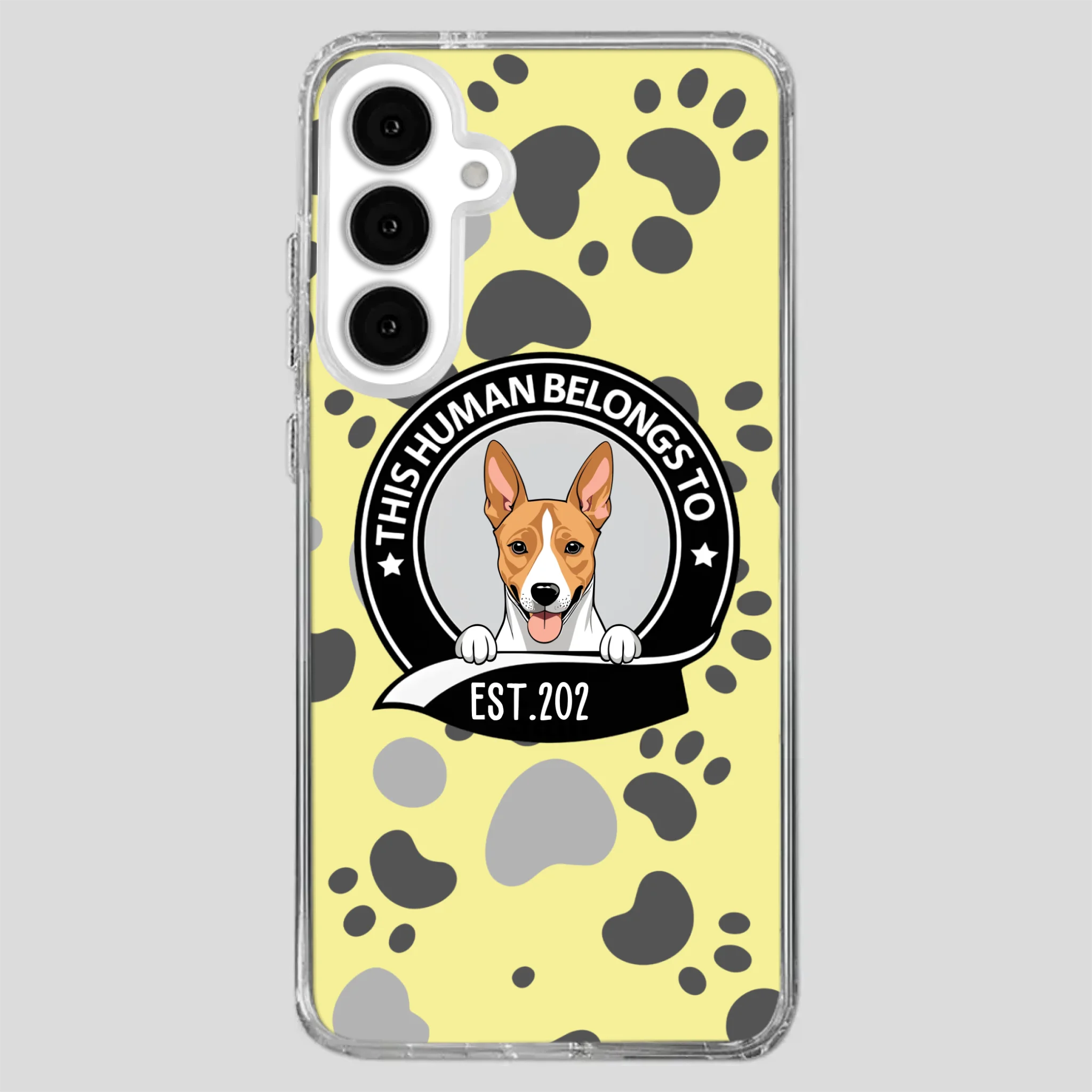 Bold “This Human Belongs To” Dog Phone Case – Custom Pet Art & Year | Statement Design - 89Prints