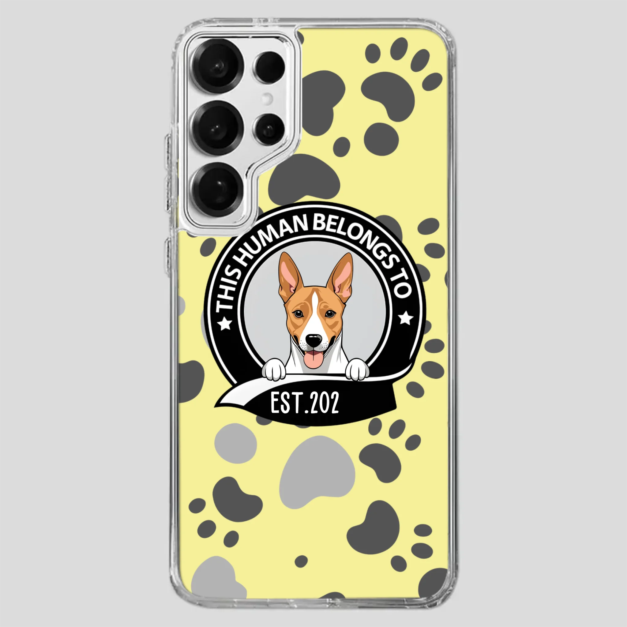 Bold “This Human Belongs To” Dog Phone Case – Custom Pet Art & Year | Statement Design - 89Prints