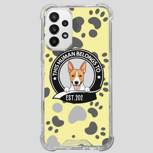 Bold “This Human Belongs To” Dog Phone Case – Custom Pet Art & Year | Statement Design - 89Prints