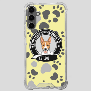Bold “This Human Belongs To” Dog Phone Case – Custom Pet Art & Year | Statement Design - 89Prints