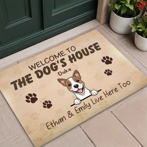 Welcom To The Dog's House Custom Dog Name Doormatt