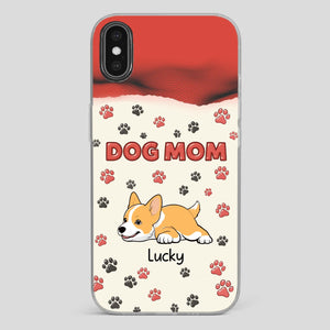 Cute Dog Mom Case – Playful Corgi & Paw Prints Design - 89Prints