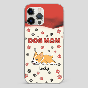 Cute Dog Mom Case – Playful Corgi & Paw Prints Design - 89Prints
