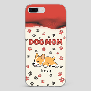 Cute Dog Mom Case – Playful Corgi & Paw Prints Design - 89Prints