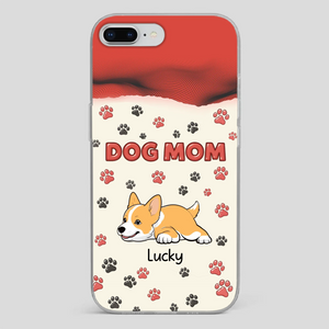 Cute Dog Mom Case – Playful Corgi & Paw Prints Design - 89Prints